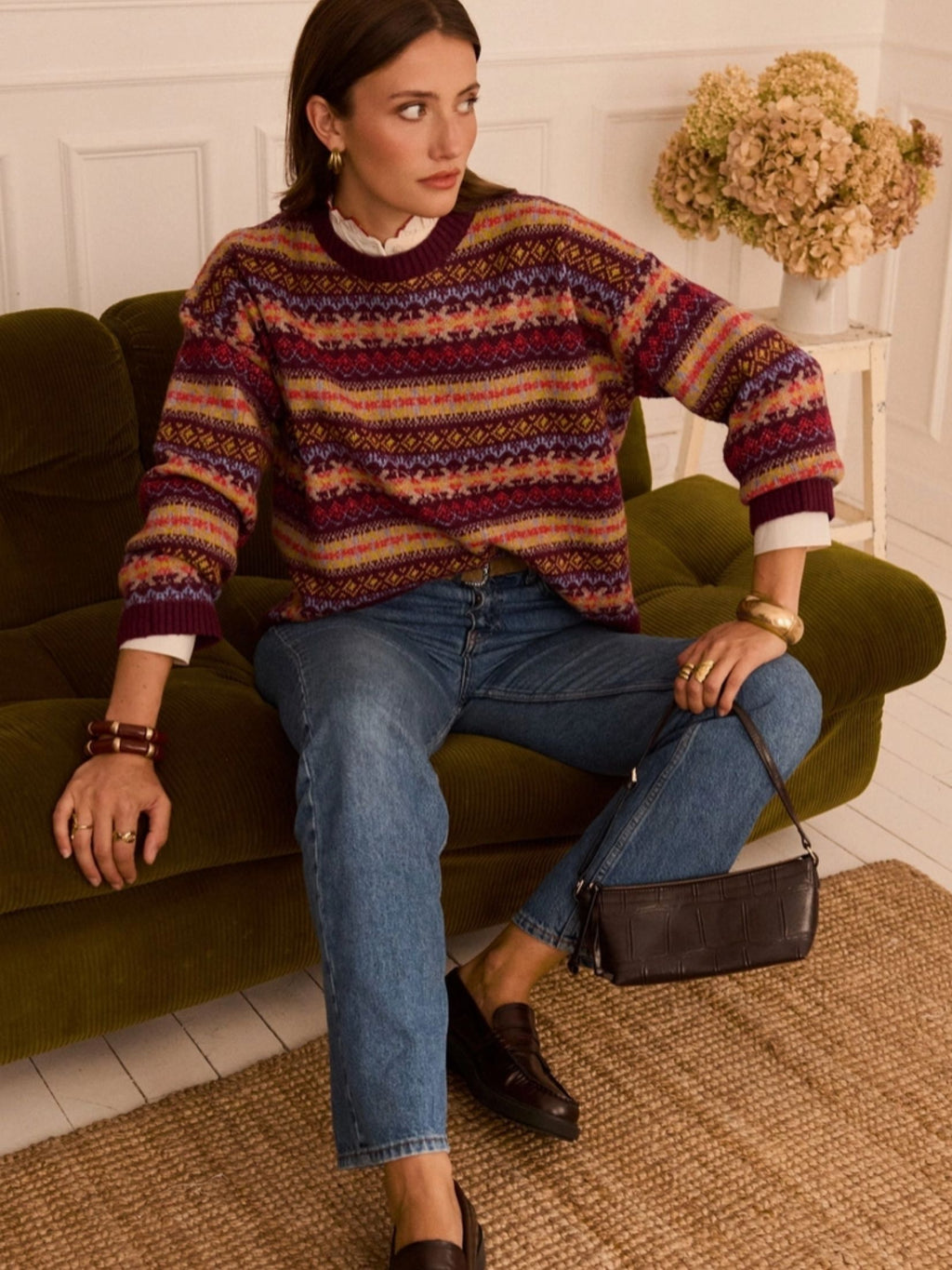 JERSEY GRECAS JACQUARD - GRANATE MULTICOLOR