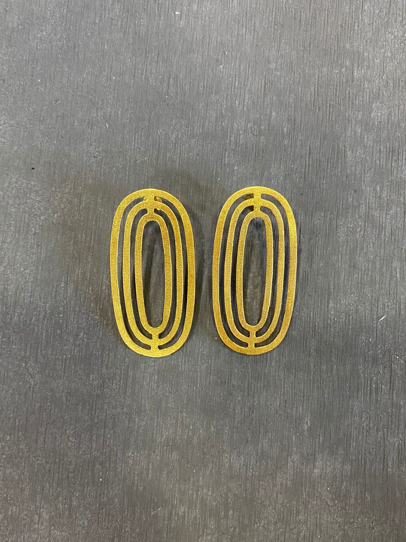 Pendientes Laton Baño Oro - Ovalos