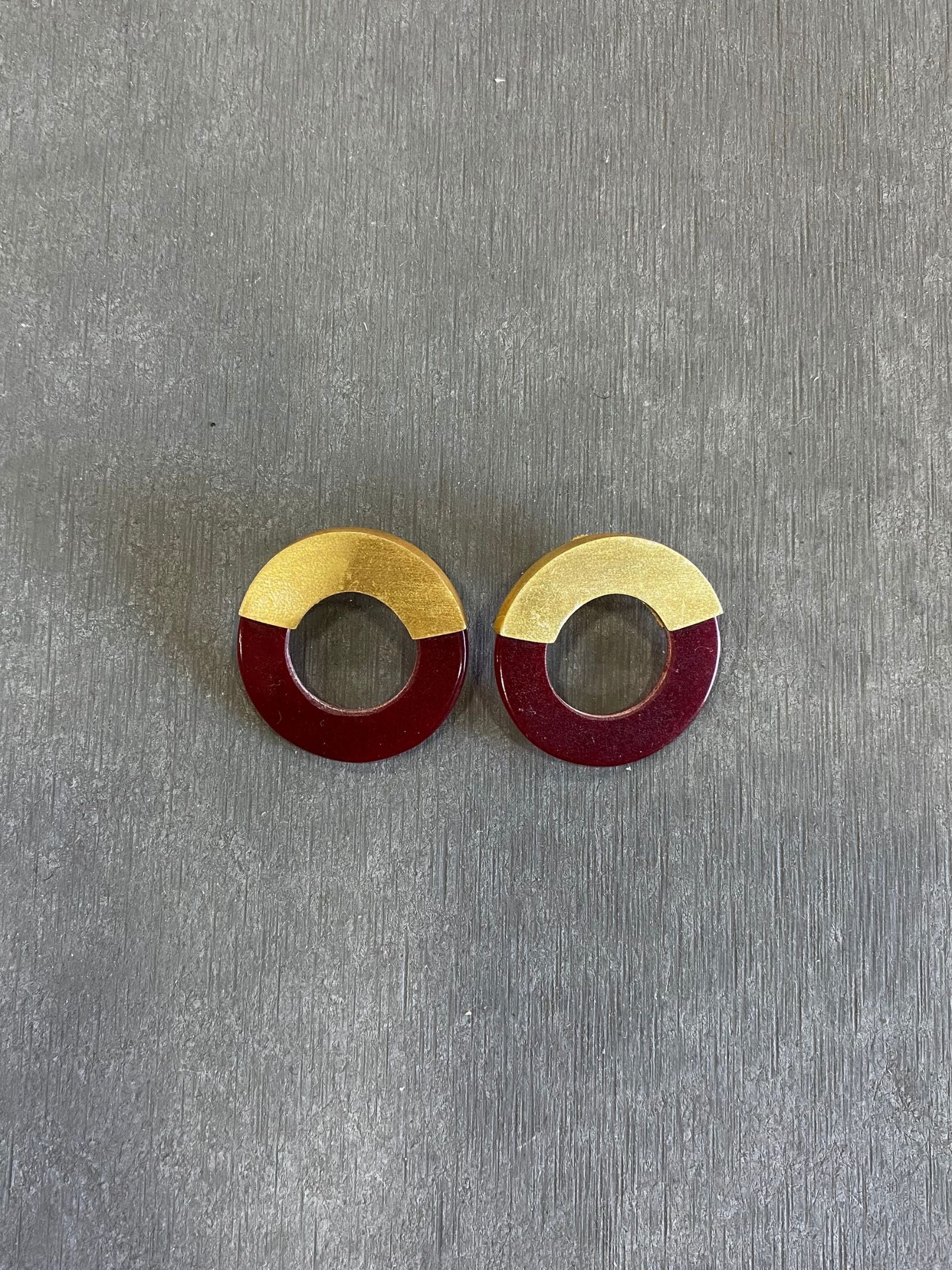 Pendientes Laton Baño Oro - Circulo Agata