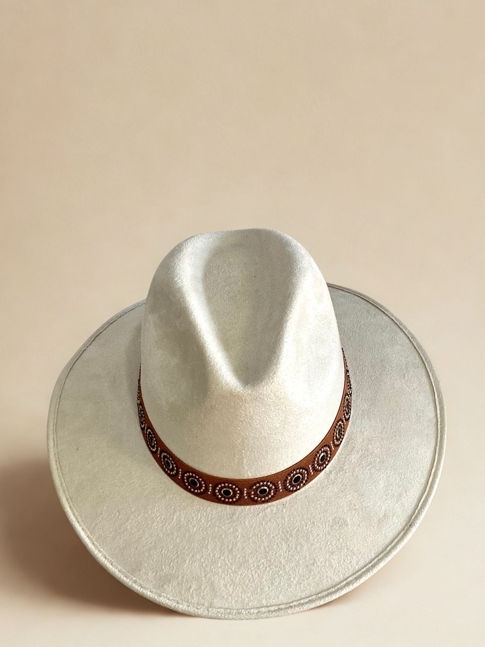 Sombrero Piel Ante Blanco Cinta