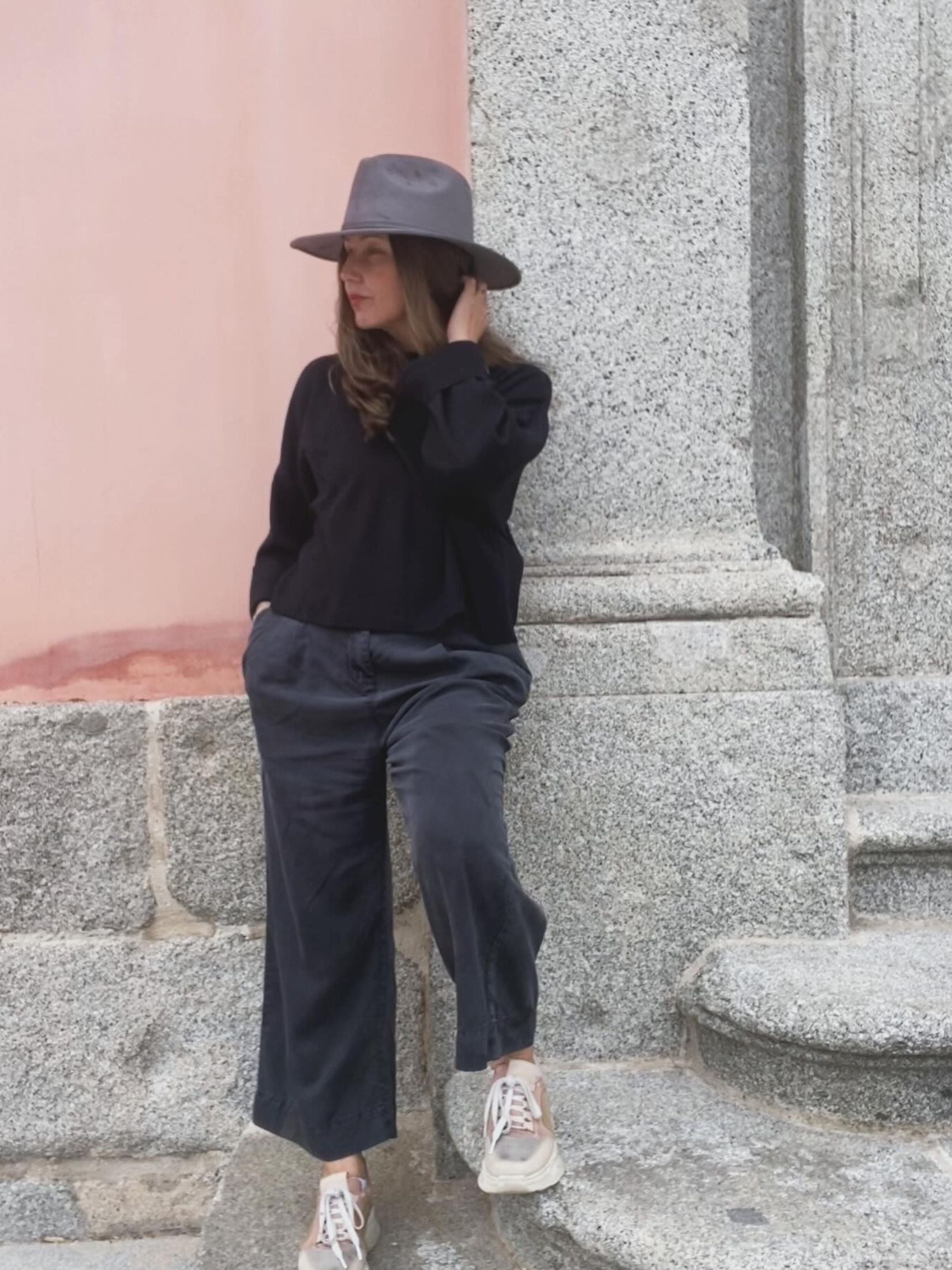 Sombrero Piel Ante Gris Cinta