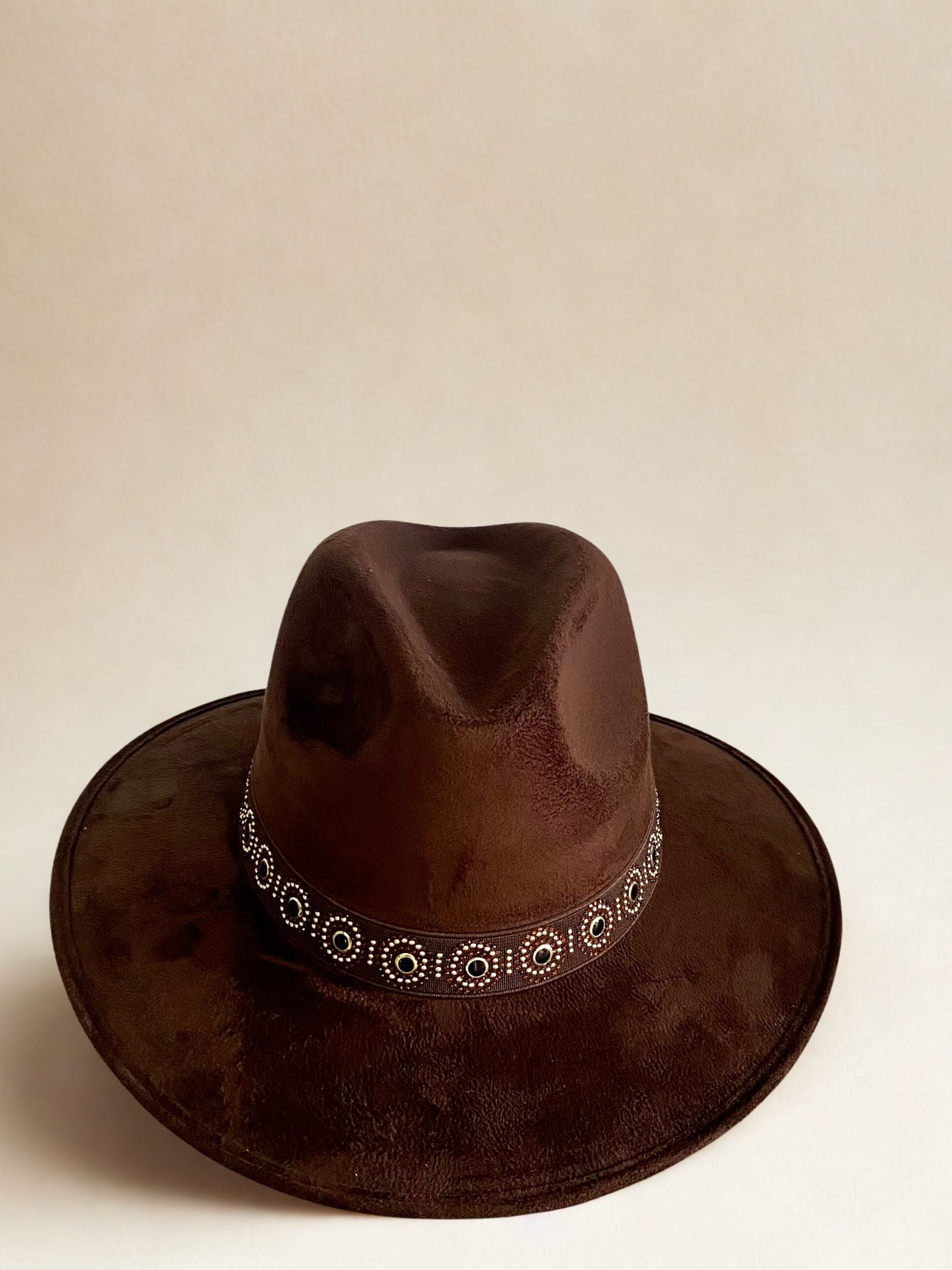 Sombrero Piel Ante Marron Cafe Cinta