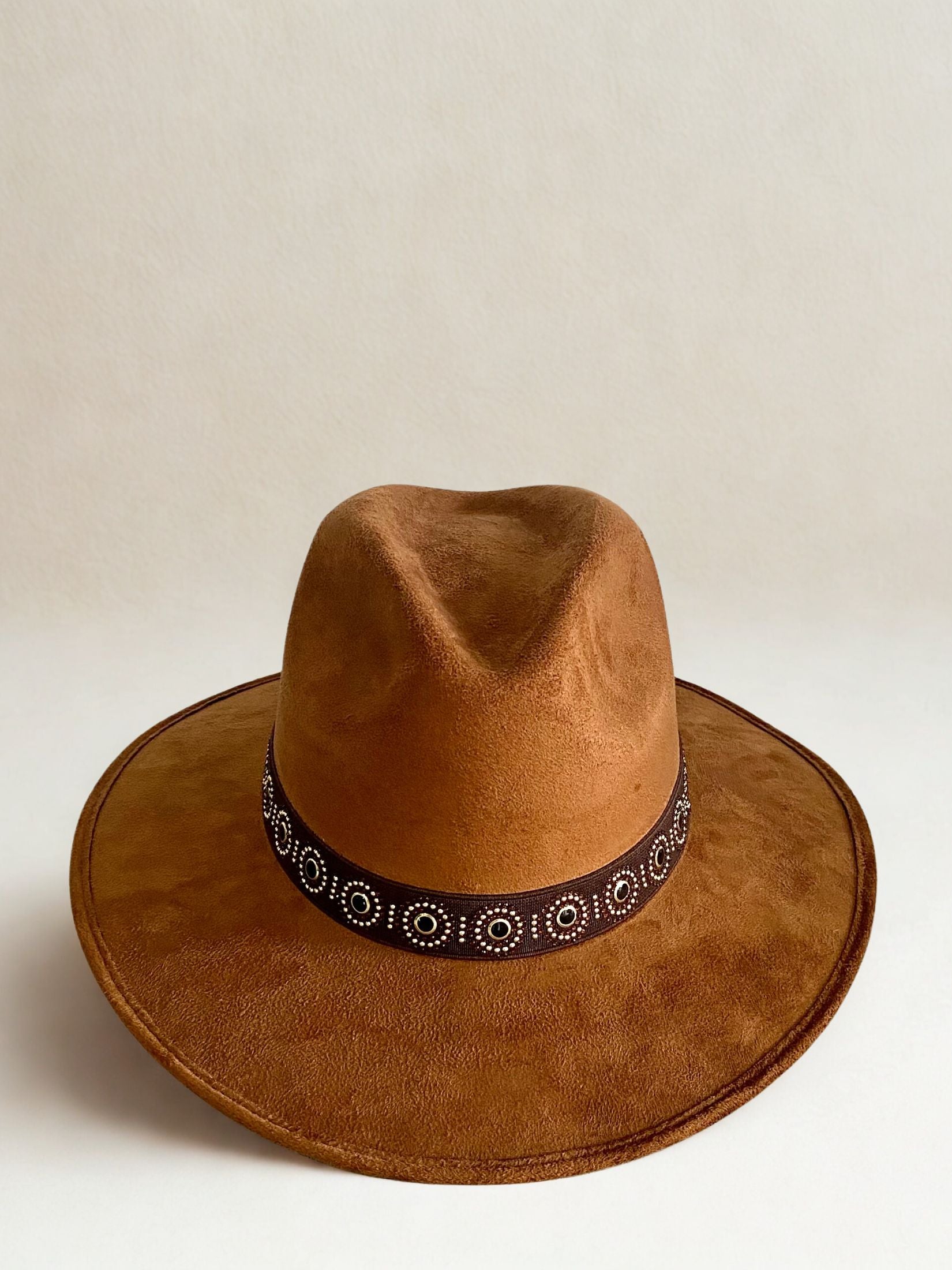 Sombrero Piel Ante Marron Tabaco Cinta