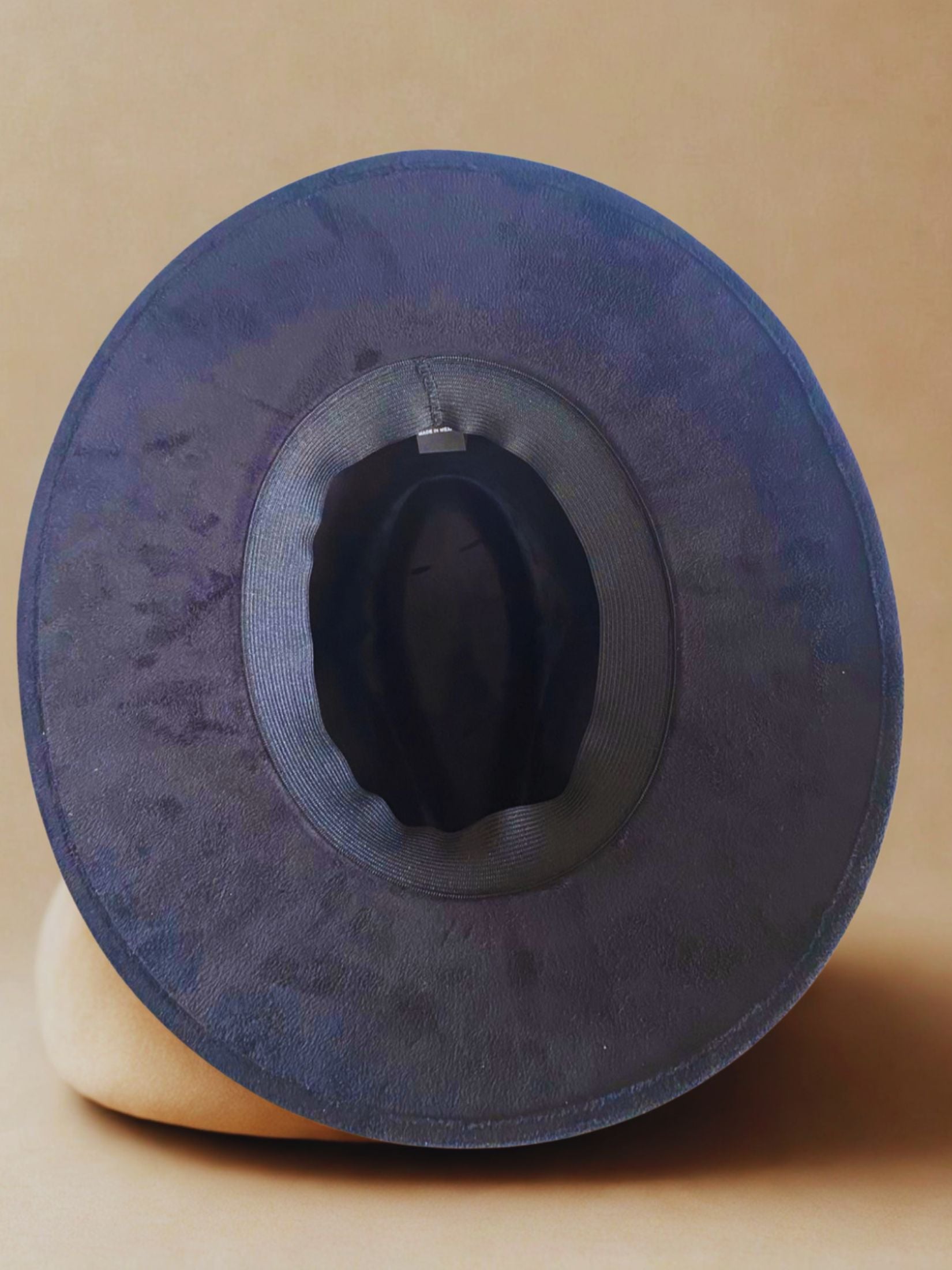 Sombrero Piel Ante Negro Cinta Ancha