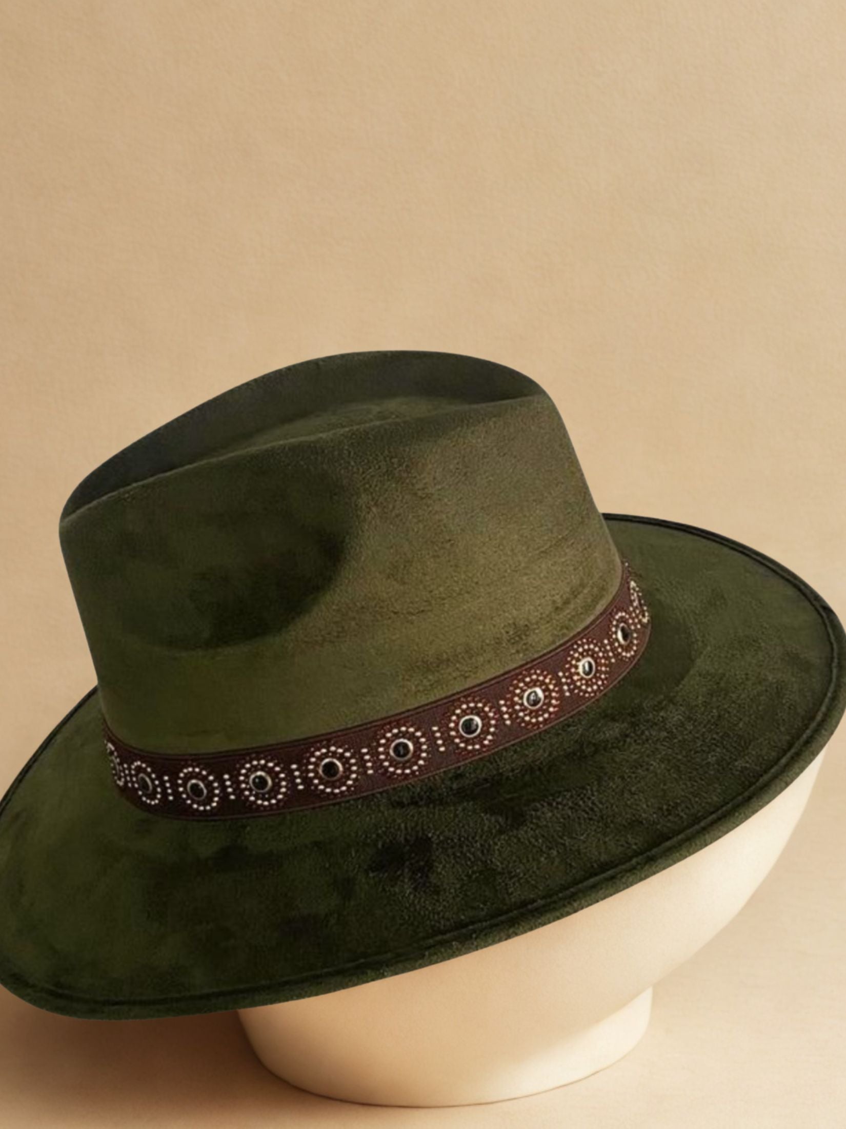 Sombrero Piel Verde Kaki Cinta