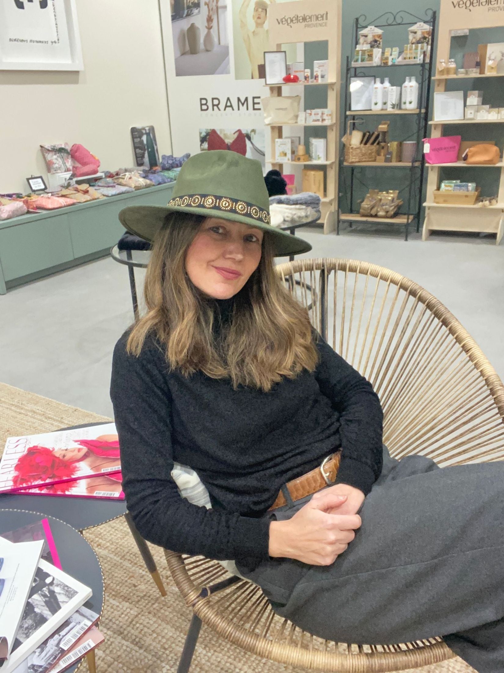 Sombrero Piel Verde Kaki Cinta