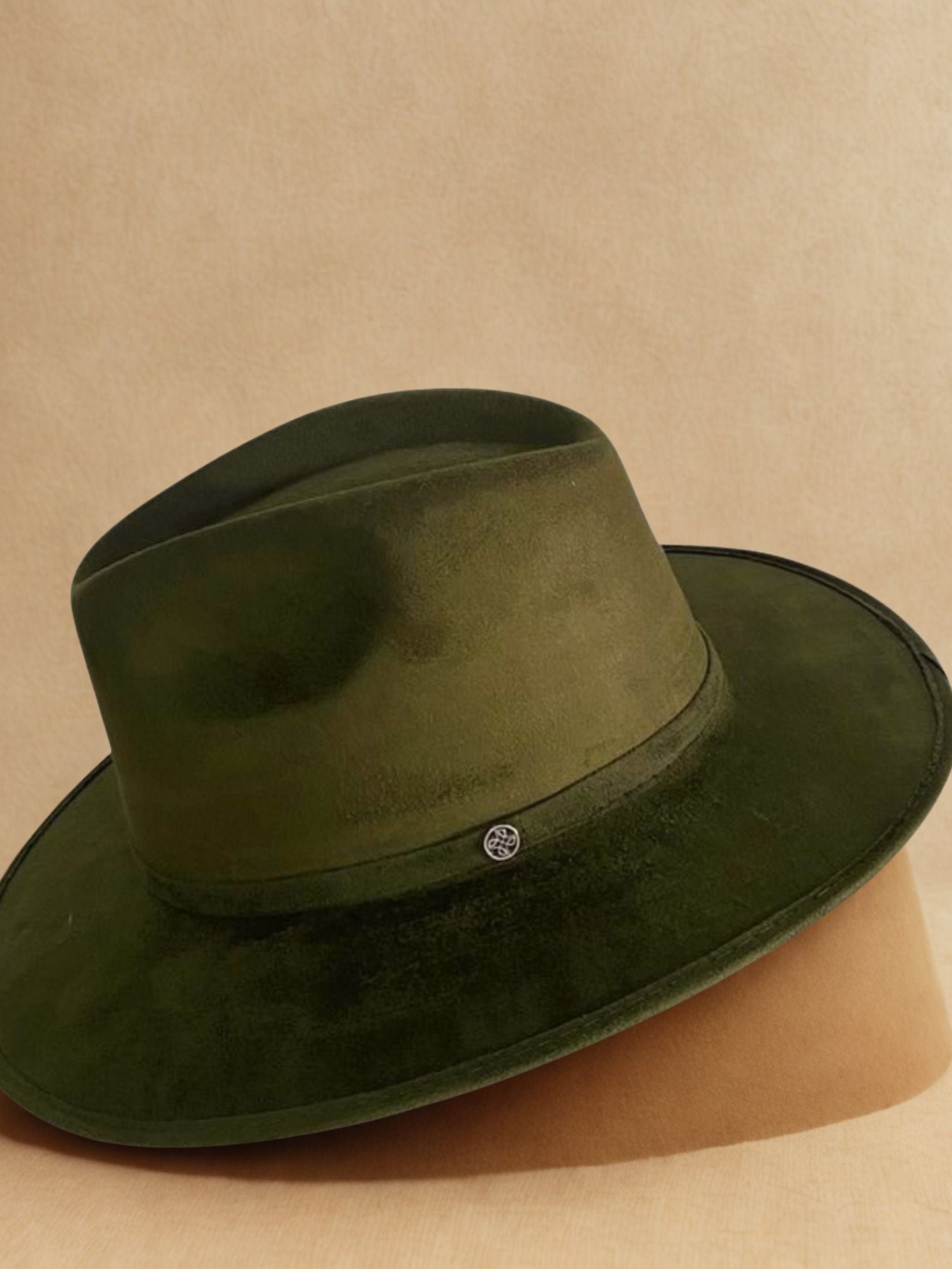 Sombrero Piel Ante Verde Kaki