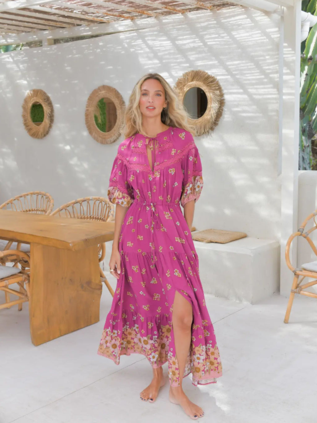 Vestido Largo Boho Estampada Floral - Orquidea