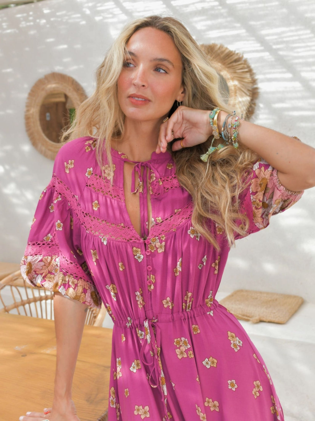 Vestido Largo Boho Estampada Floral - Orquidea