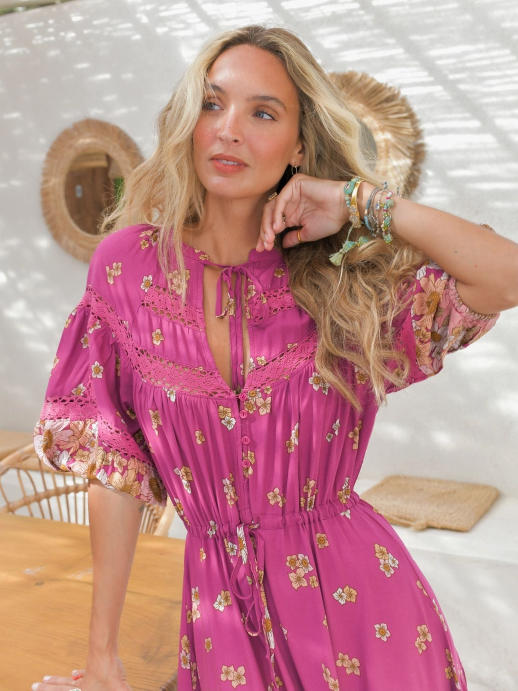 Vestido Largo Boho Estampada Floral - Orquidea