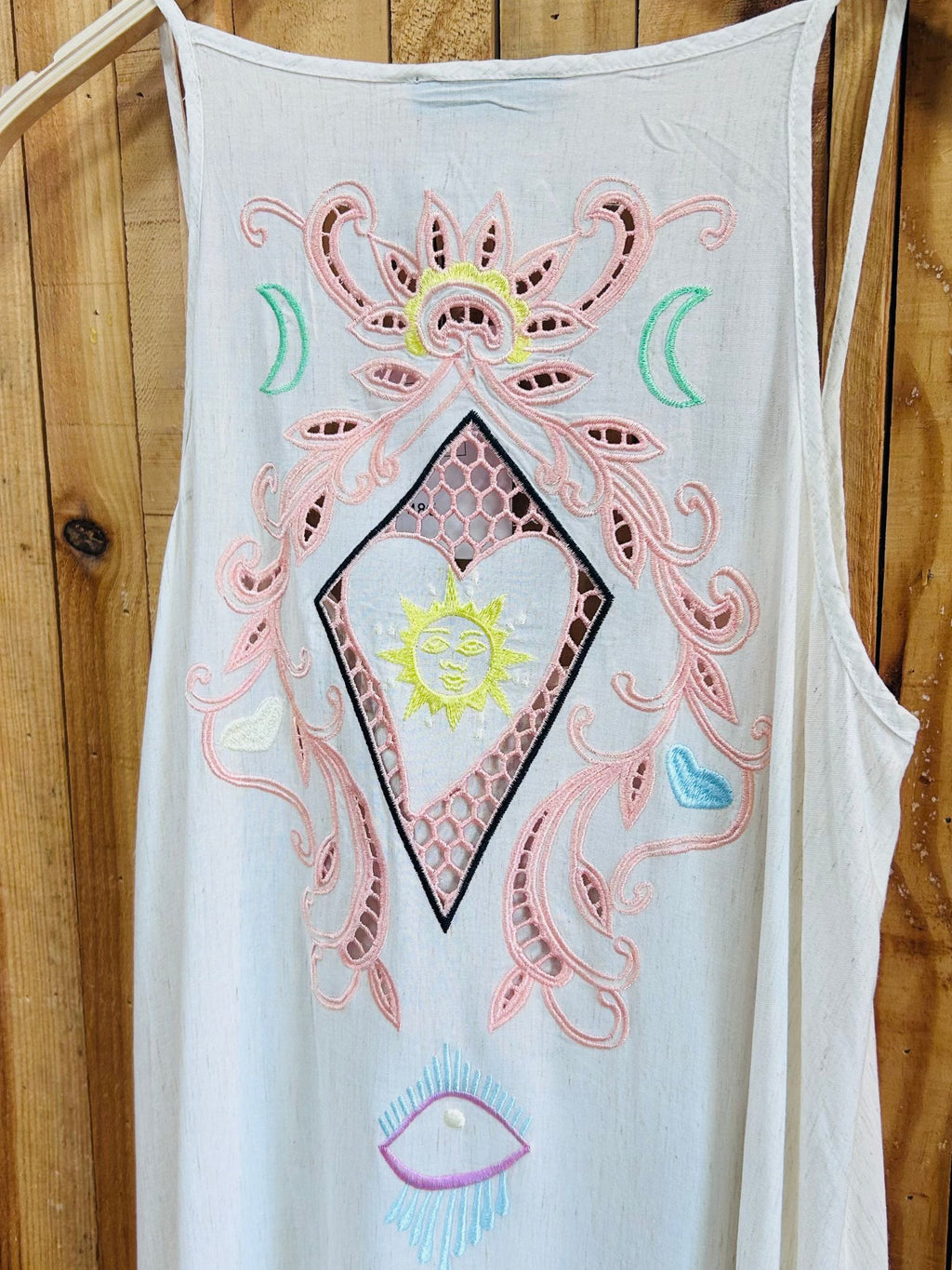 Vestido Largo Tirantes Espalda Calado - Blanco