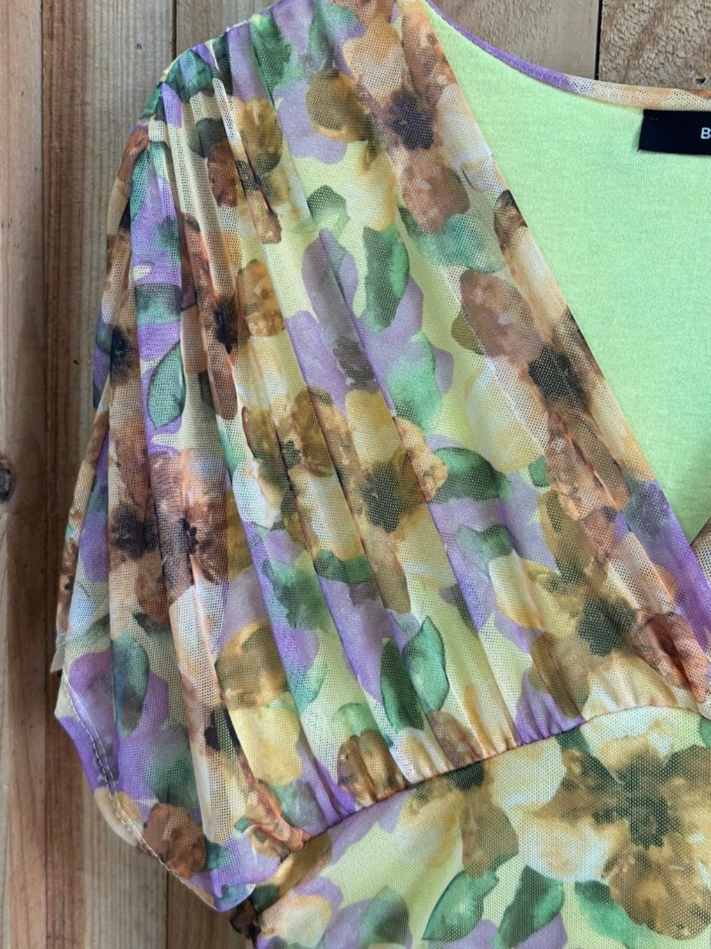 Vestido Largo Tul Drapeado - Floral Amarillo
