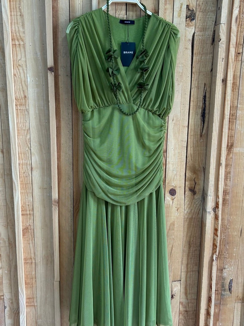 Vestido Largo Tul Drapeado - Verde