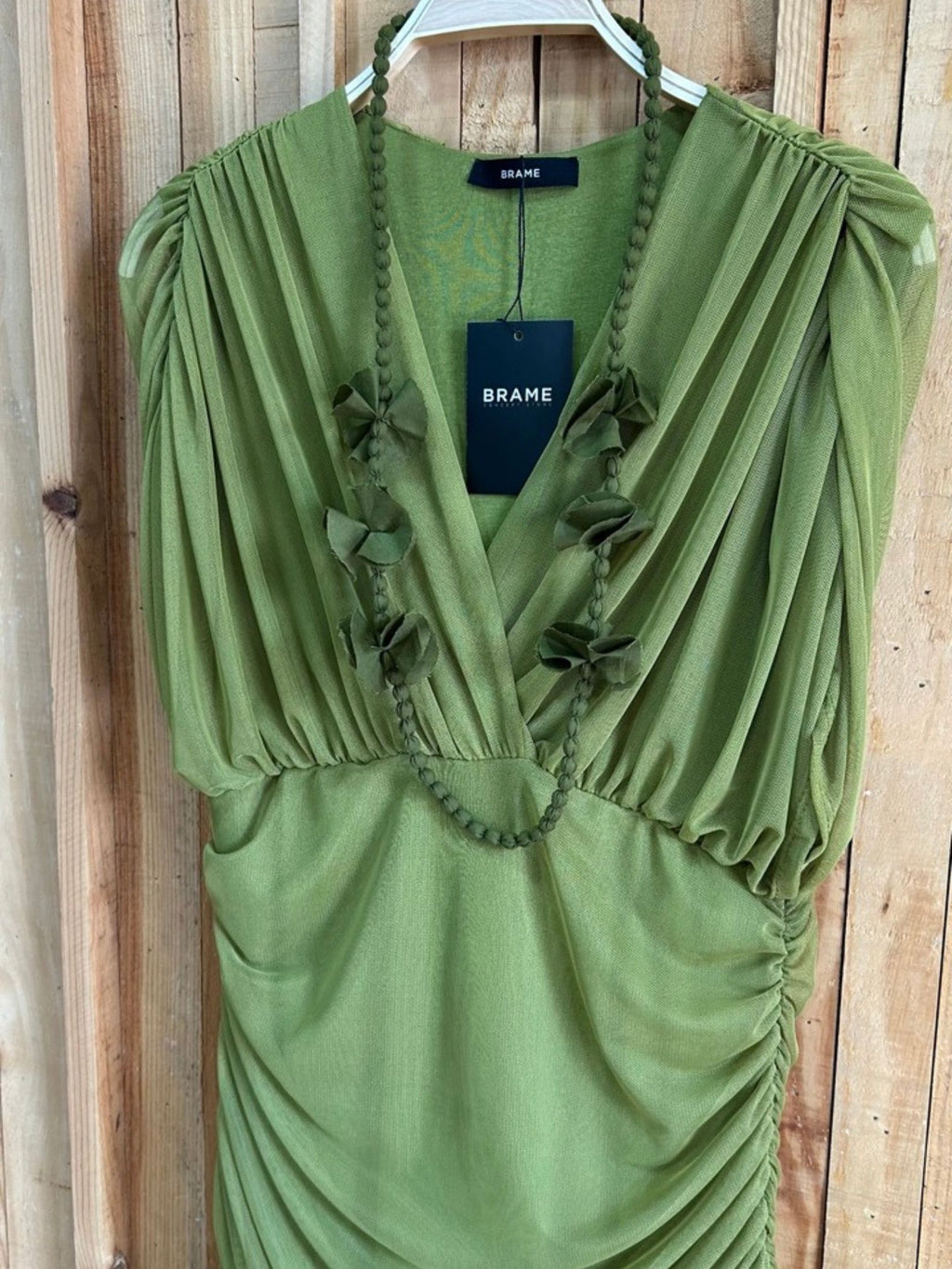 Vestido Largo Tul Drapeado - Verde