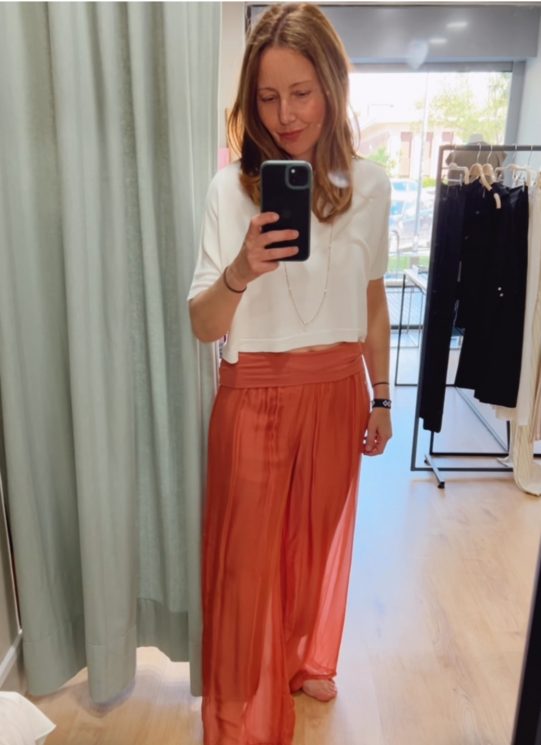 Pantalón Seda Fluido Coral - Imagen 3