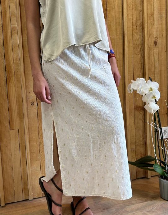 Falda motivos lurex Blanca
