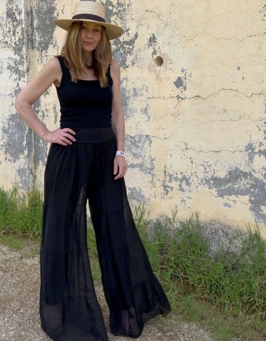 Pantalón Seda Fluido Campana Negro